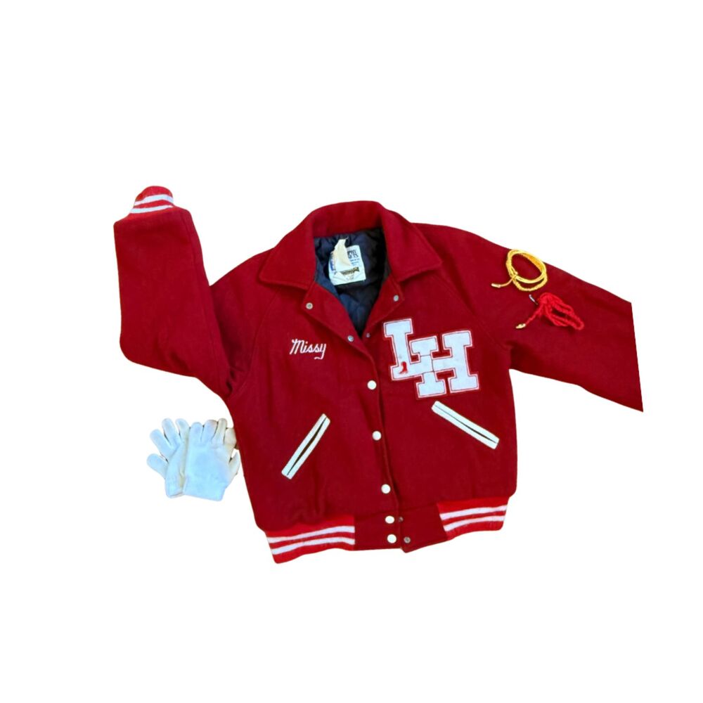 Vintage Red Wool Varsity Letterman Jacket "Missy" H Patch Medium?